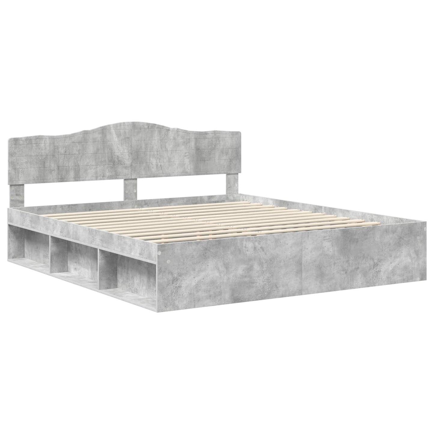 Sengestamme med hodegjerde Betong 180 x 200 cm Massiv furu
