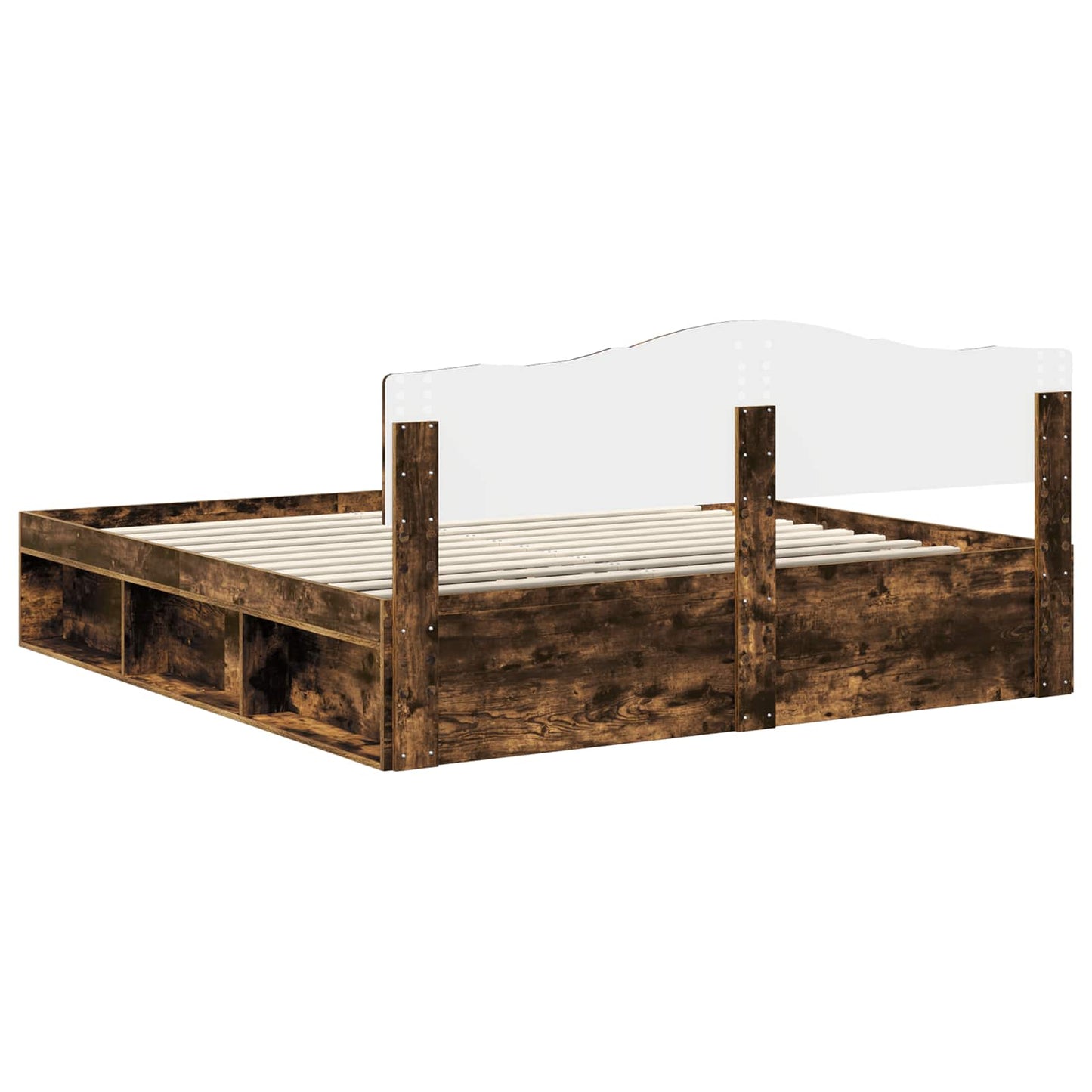 Sengestamme med hodegjerde Røkt eik 180 x 200 cm Massiv furu