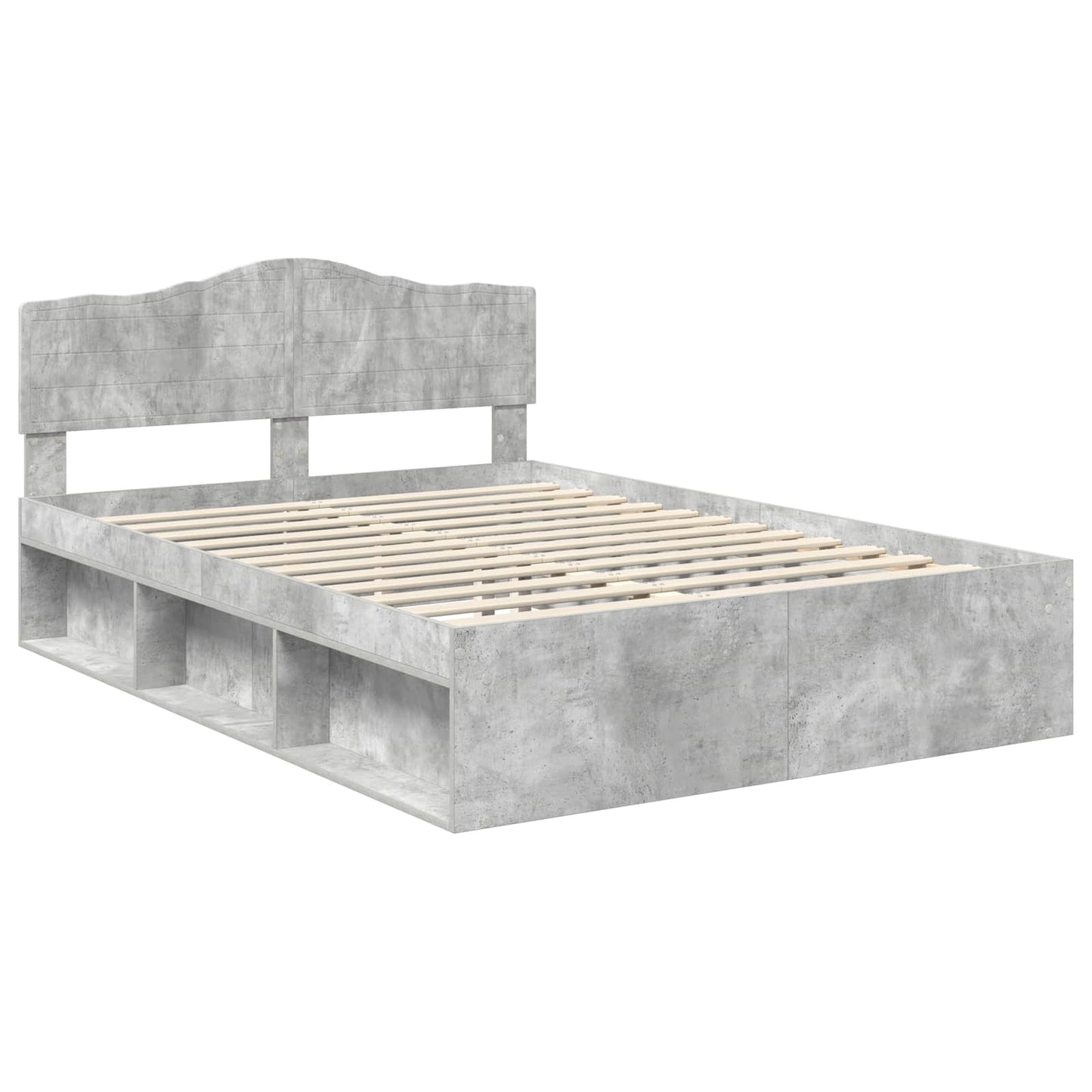 Sengestamme med hodegjerde Betong 160 x 200 cm Massiv furu