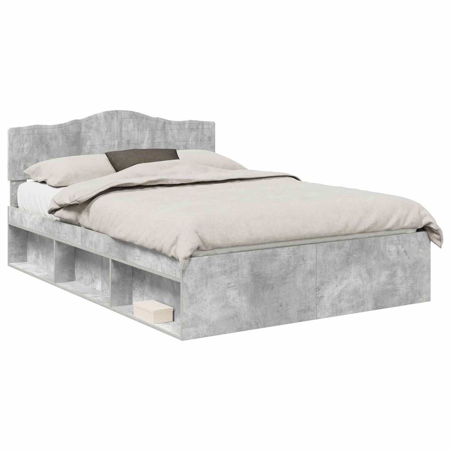 Sengestamme med hodegjerde Betong 140 x 200 cm Massiv furu