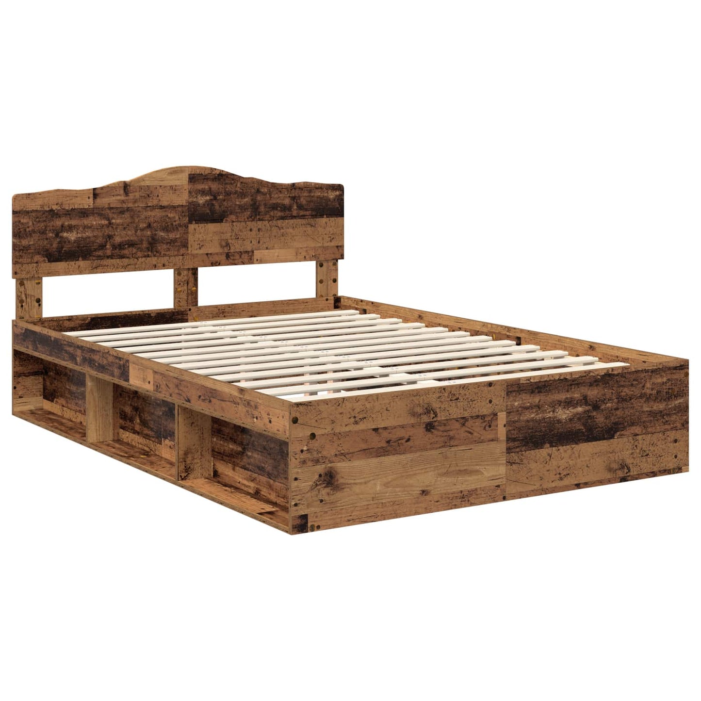 Sengestamme med hodegjerde Gammelt tre 140 x 190 cm Massiv furu