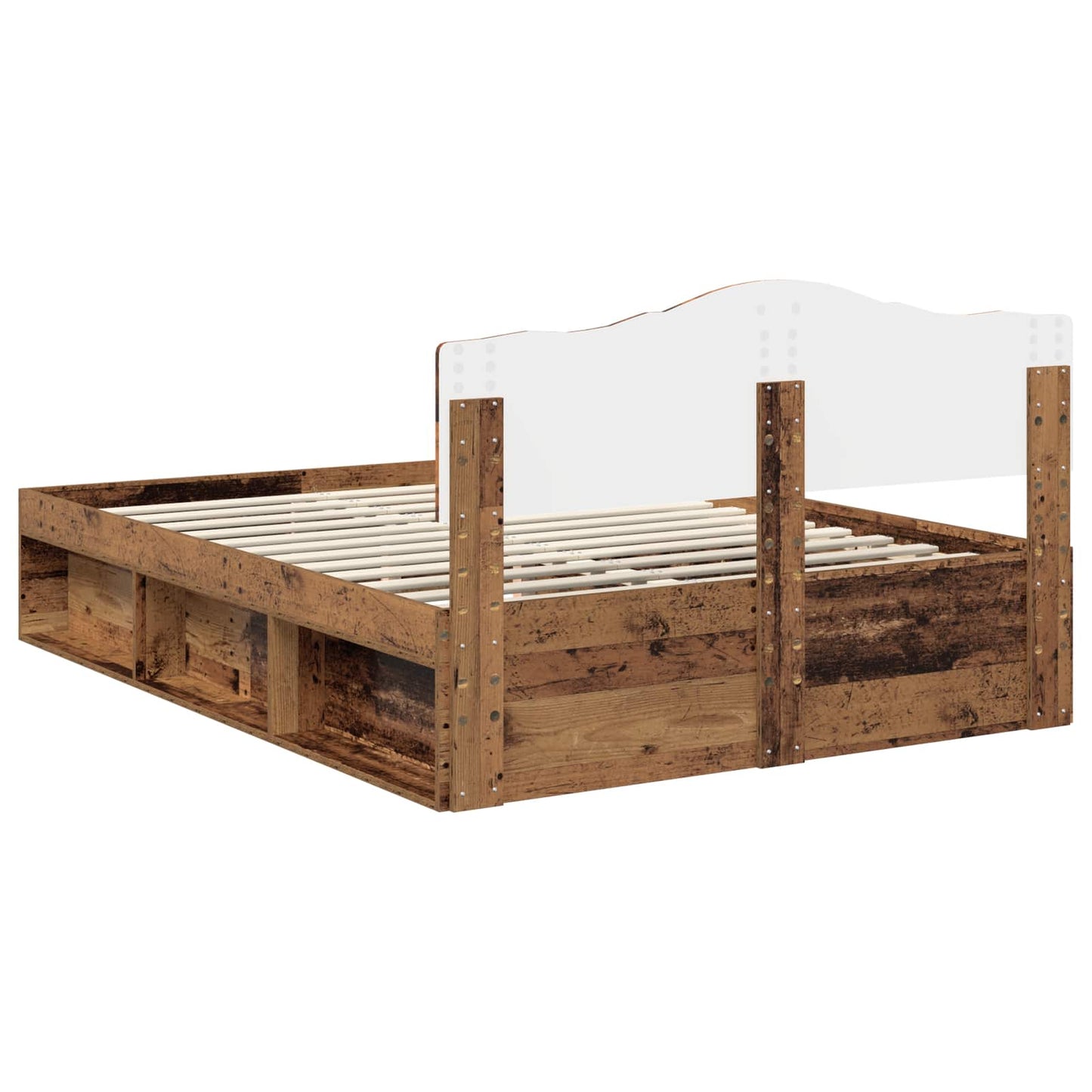 Sengestamme med hodegjerde Gammelt tre 140 x 190 cm Massiv furu