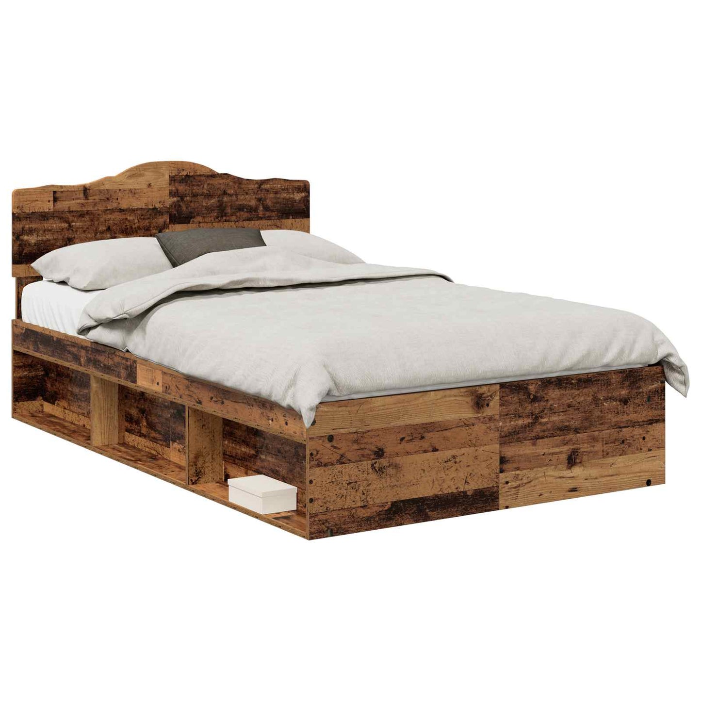 Sengestamme med hodegjerde Gammelt tre 135 x 190 cm Massiv furu