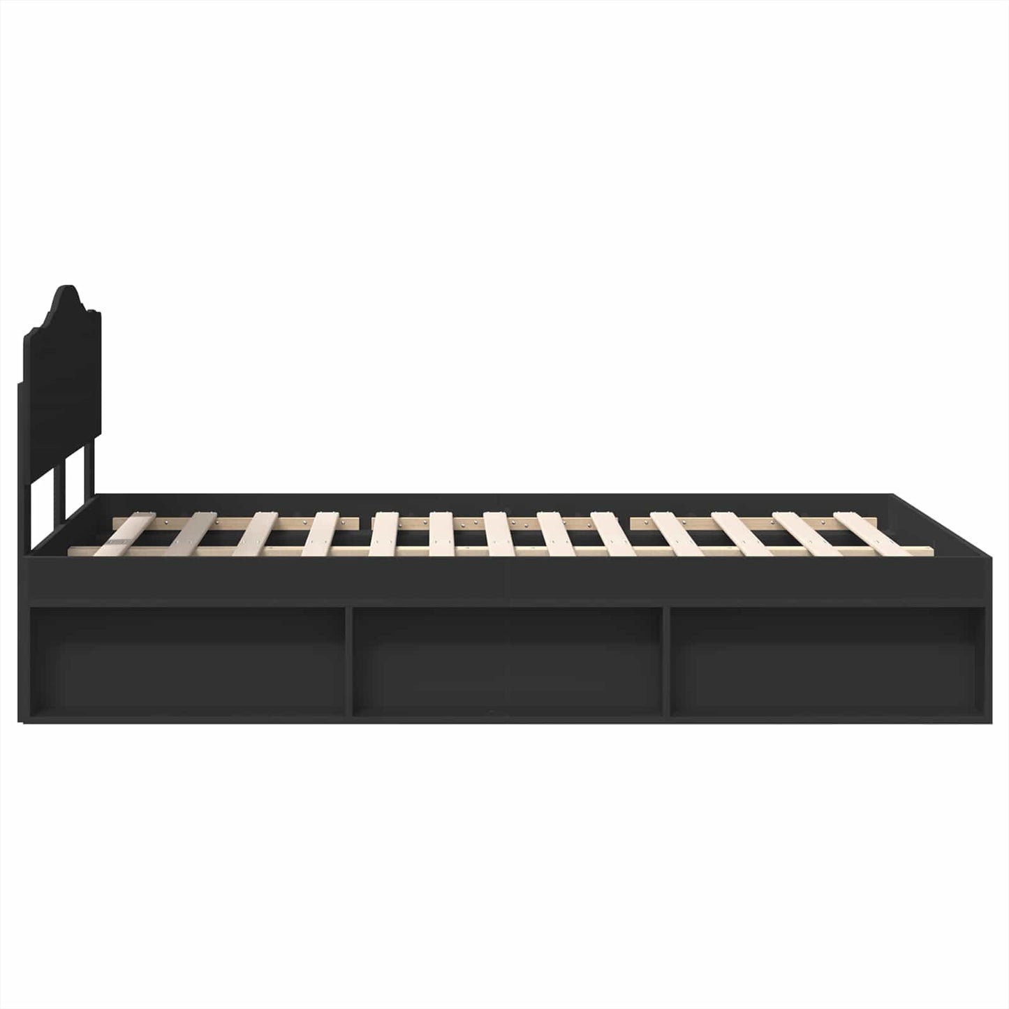 Sengestamme med hodegjerde Svart 120 x 200 cm Massiv furu
