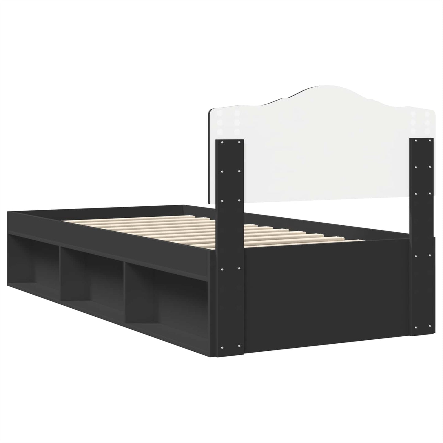 Sengestamme med hodegjerde Svart 100 x 200 cm Massiv furu