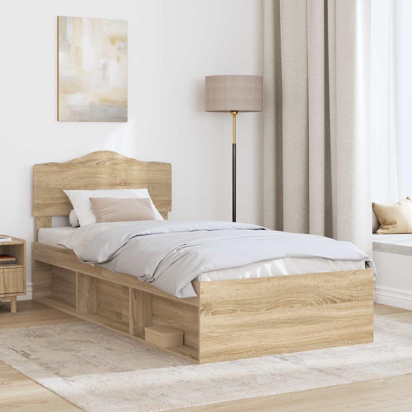 Sengestamme med hodegjerde Sonoma 90 x 190 cm Massiv furu