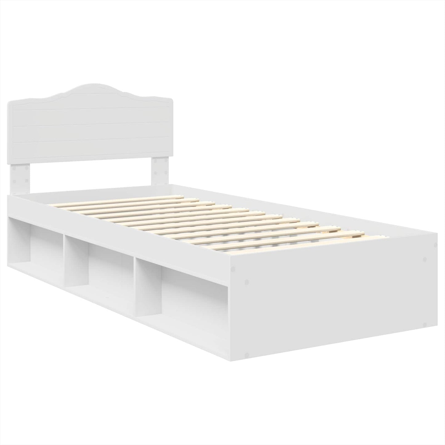 Sengestamme med hodegjerde Hvit 75 x 190 cm Massiv furu