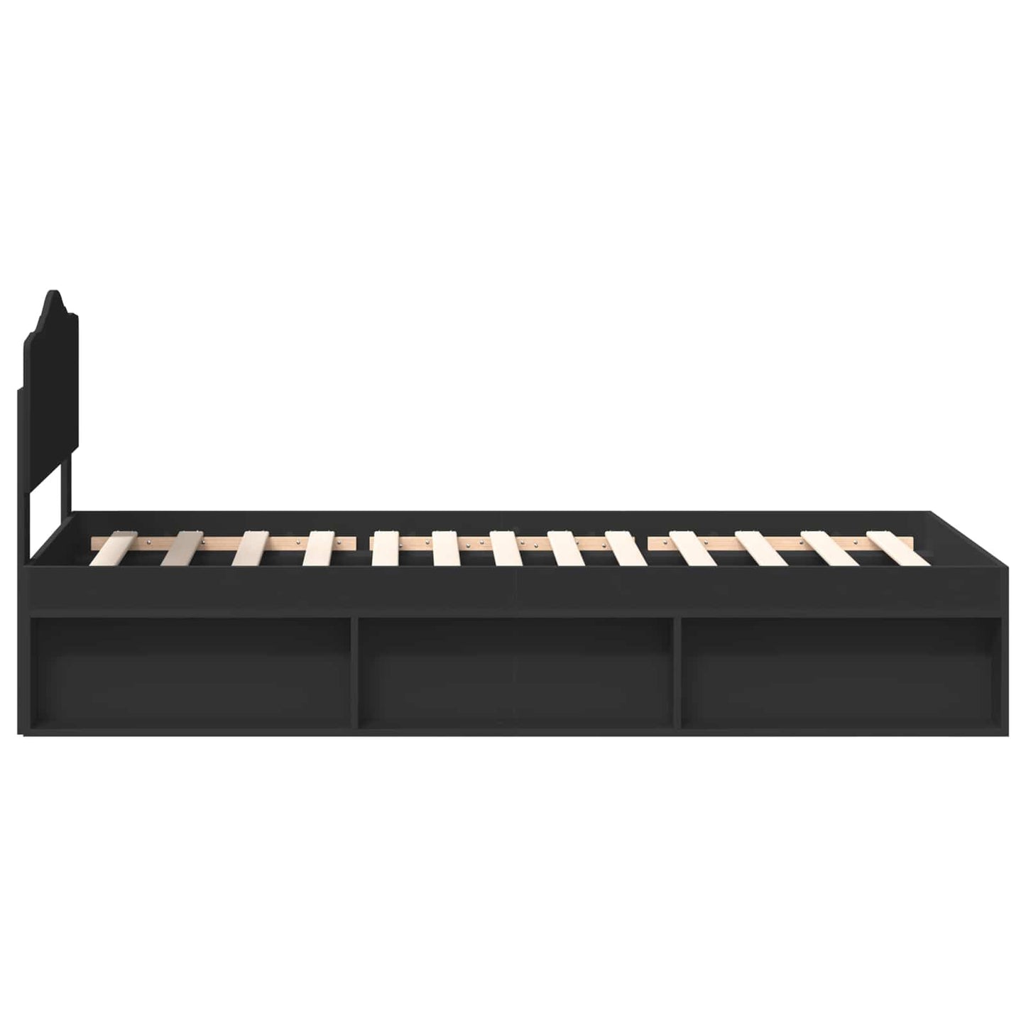 Sengestamme med hodegjerde Svart 75 x 190 cm Massiv furu