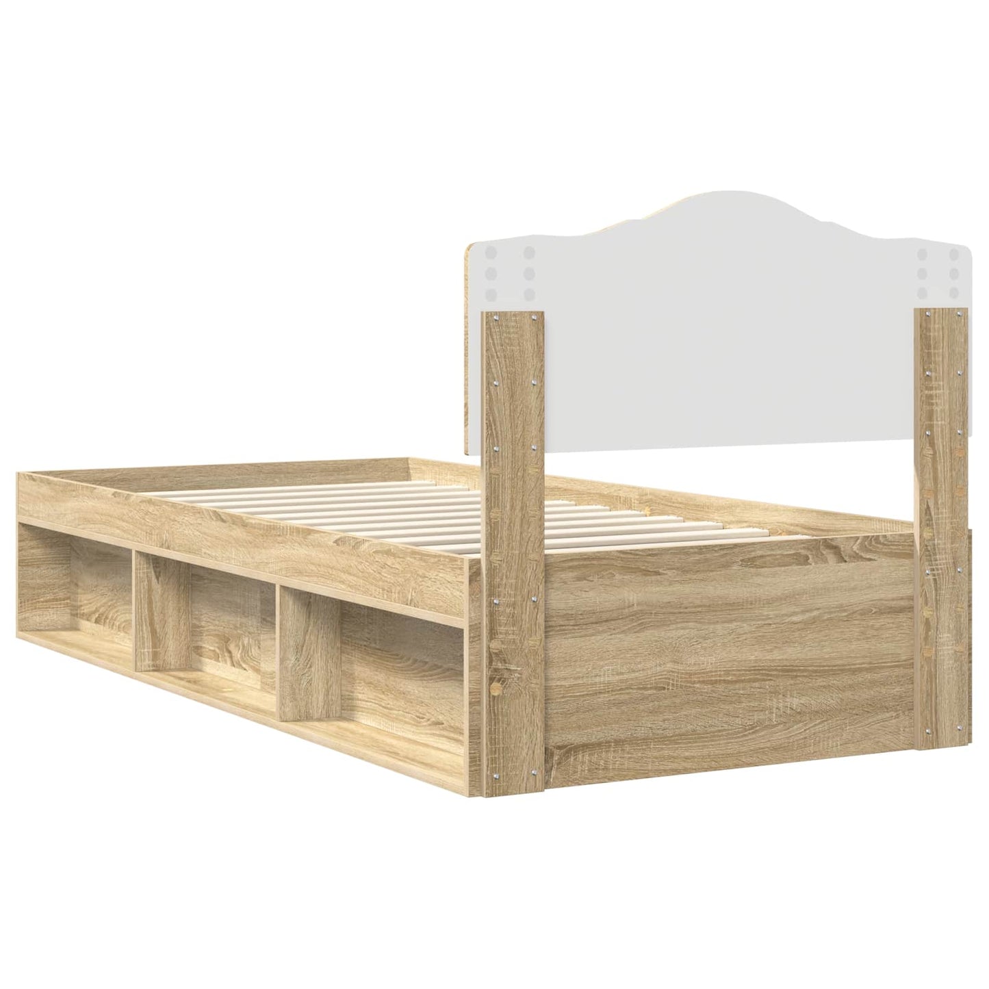 Sengestamme med hodegjerde Sonoma eik 75 x 190 cm Massiv furu