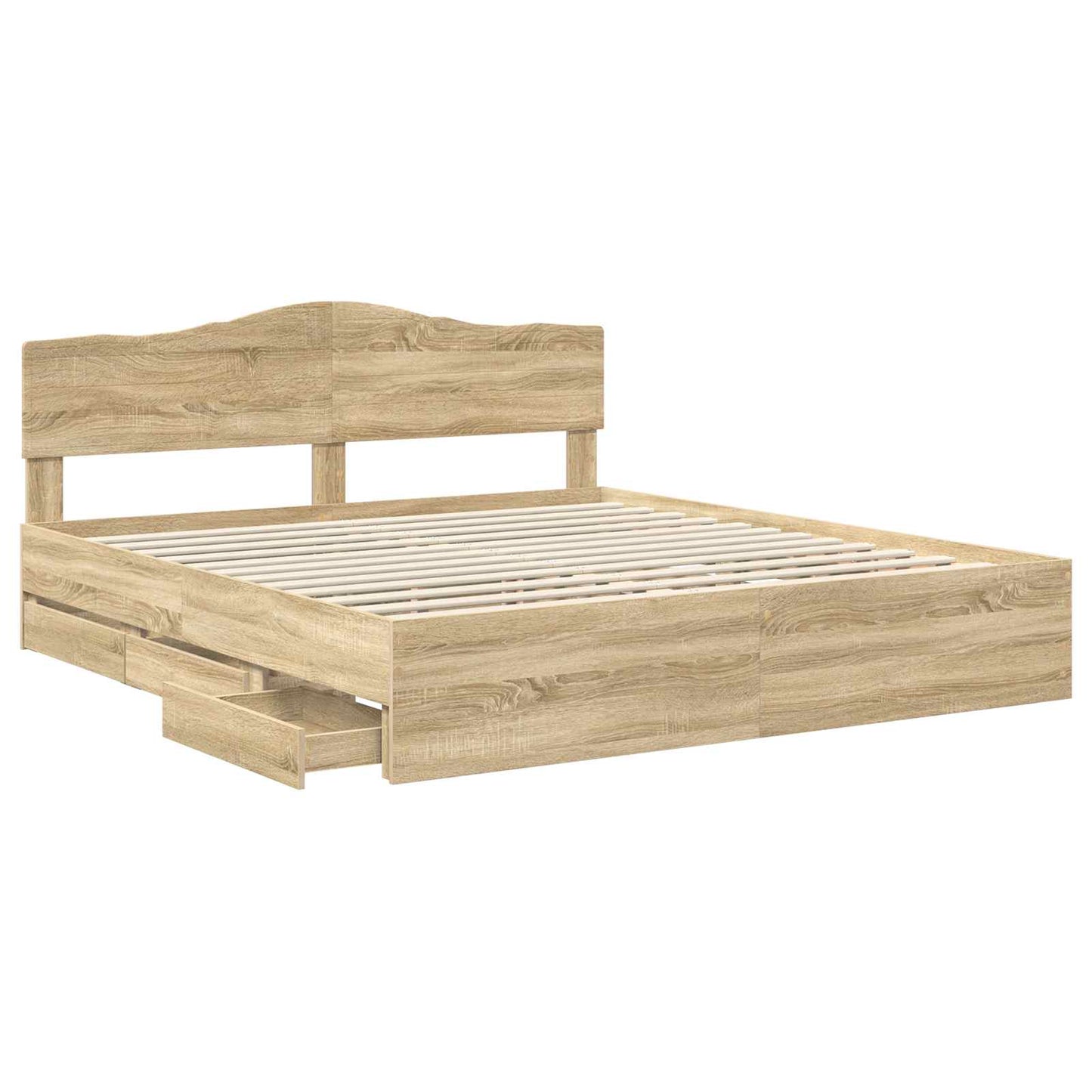 Sengestamme med skuff Sonoma eik 200 x 200 cm Ingeniørtre