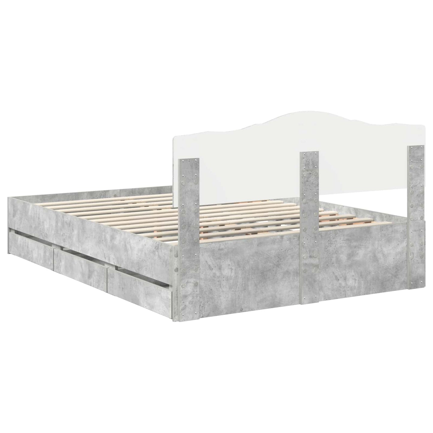 Sengestamme med skuff Betonggrå 140 x 200 cm Ingeniørtre