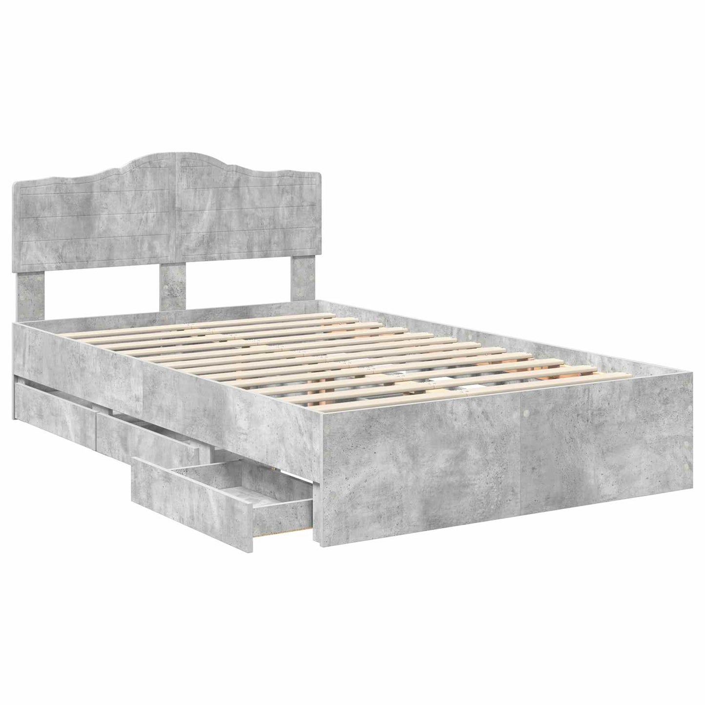 Sengestamme med skuff Betonggrå 135 x 190 cm Ingeniørtre