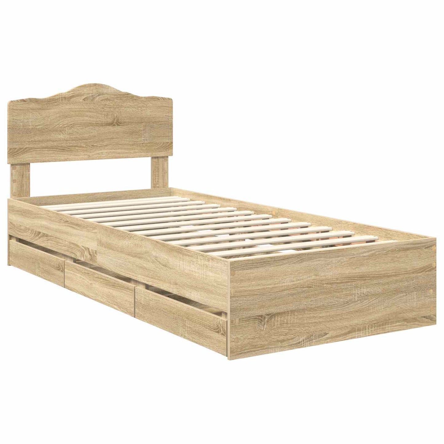 Sengestamme med skuff Sonoma eik 90 x 200 cm Ingeniørtre