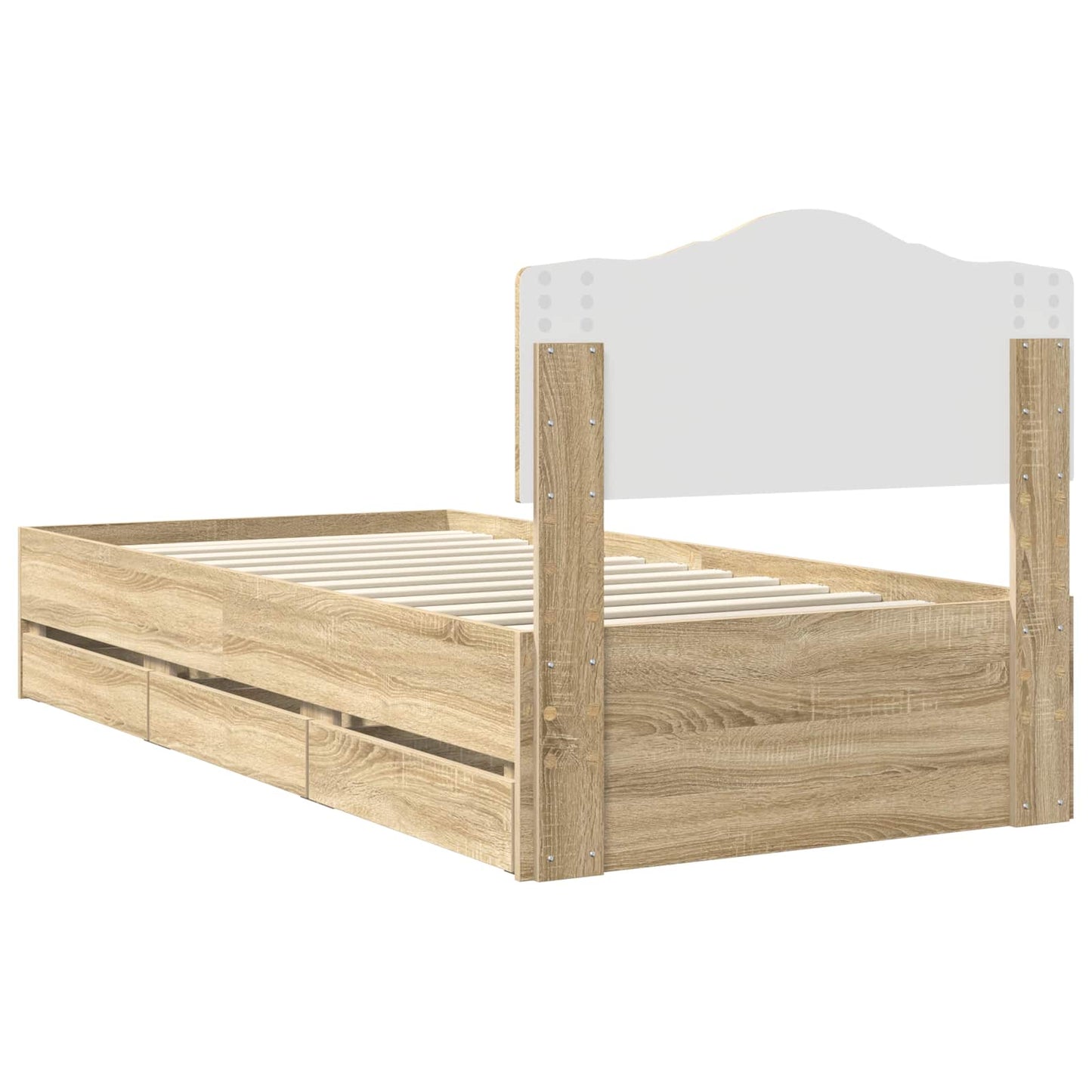 Sengestamme med skuff Sonoma eik 90 x 200 cm Ingeniørtre