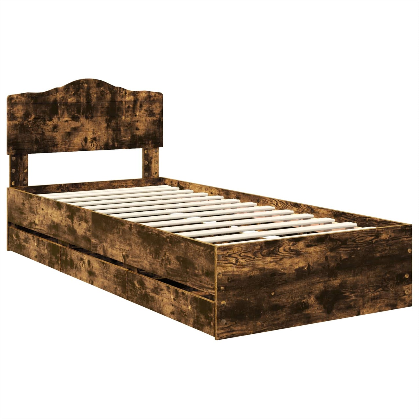 Sengestamme med skuff Røkt eik 90 x 200 cm Ingeniørtre