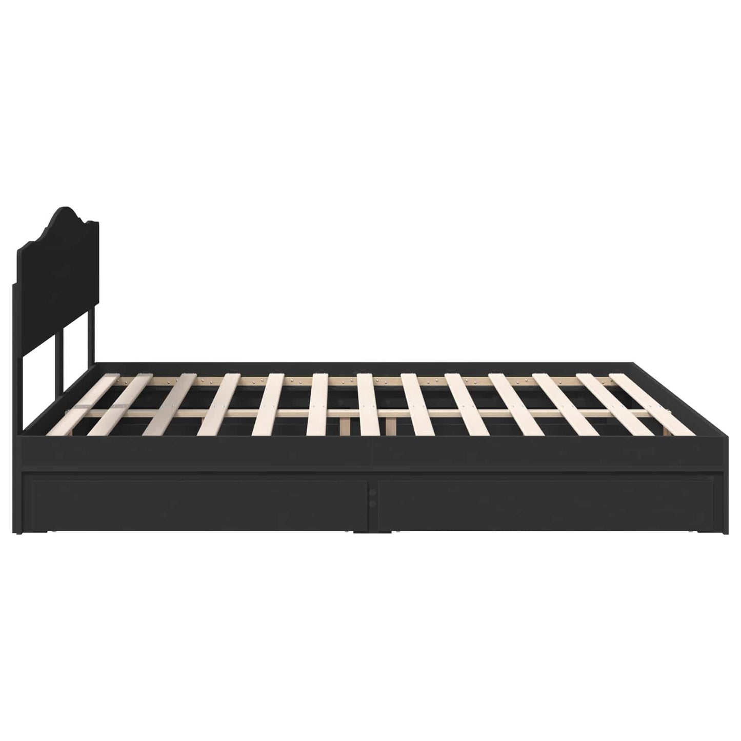 Seng med Oppbevaring Svart 200 x 200 cm Konstruert tre