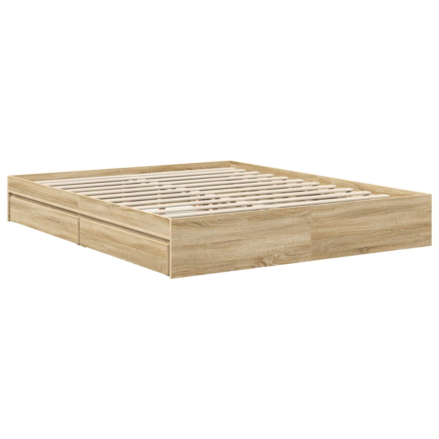 Seng med Oppbevaring Sonoma eik 160 x 200 cm Konstruert tre