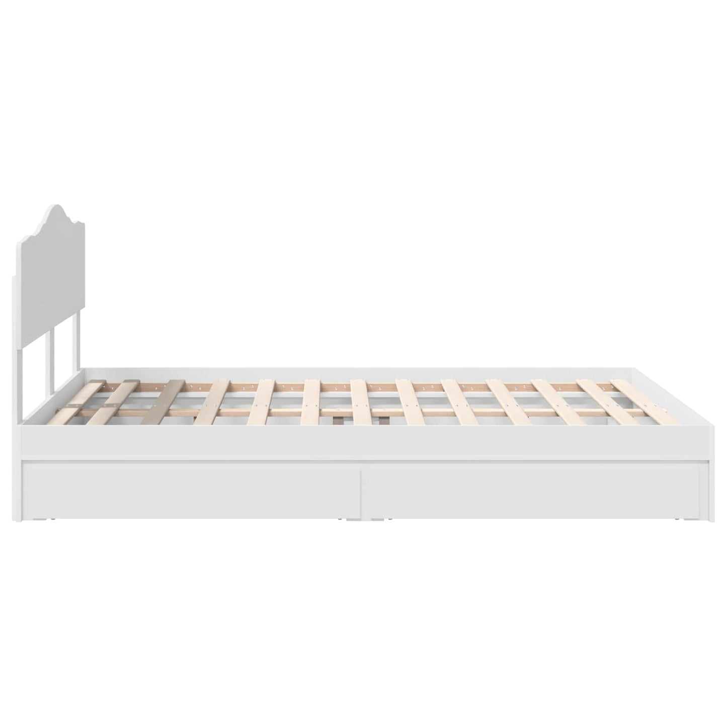 Seng med Oppbevaring med skuff Hvit 140 x 200 cm Konstruert tre
