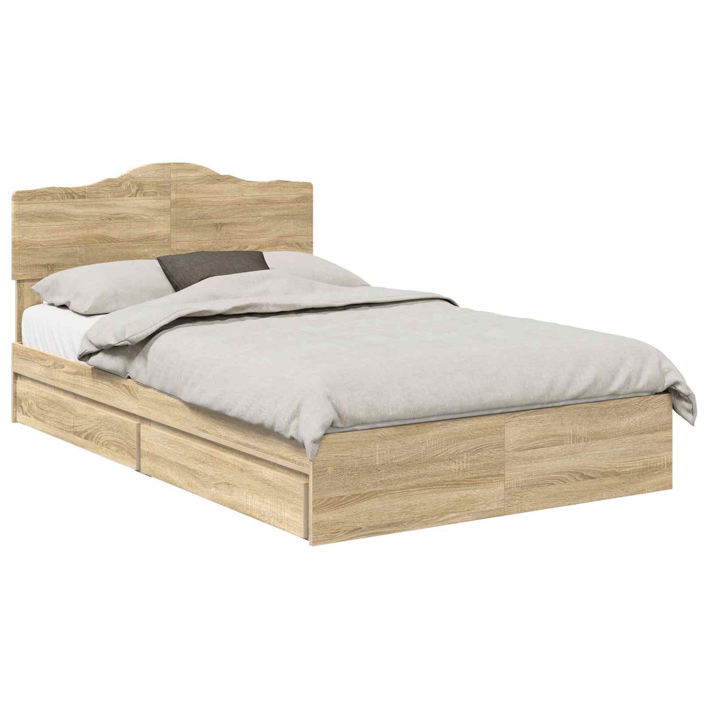 Seng med Oppbevaring Sonoma eik 135 x 190 cm Konstruert tre