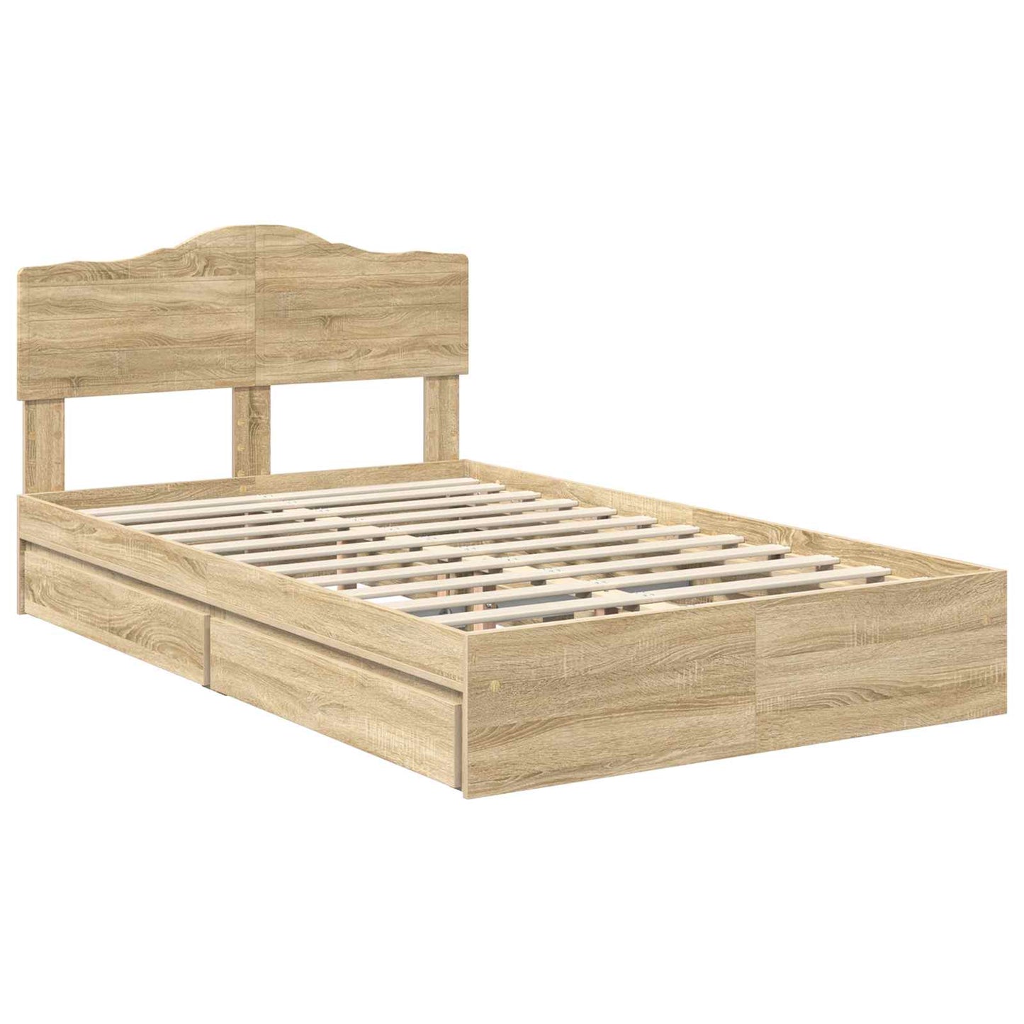 Seng med Oppbevaring Sonoma eik 135 x 190 cm Konstruert tre