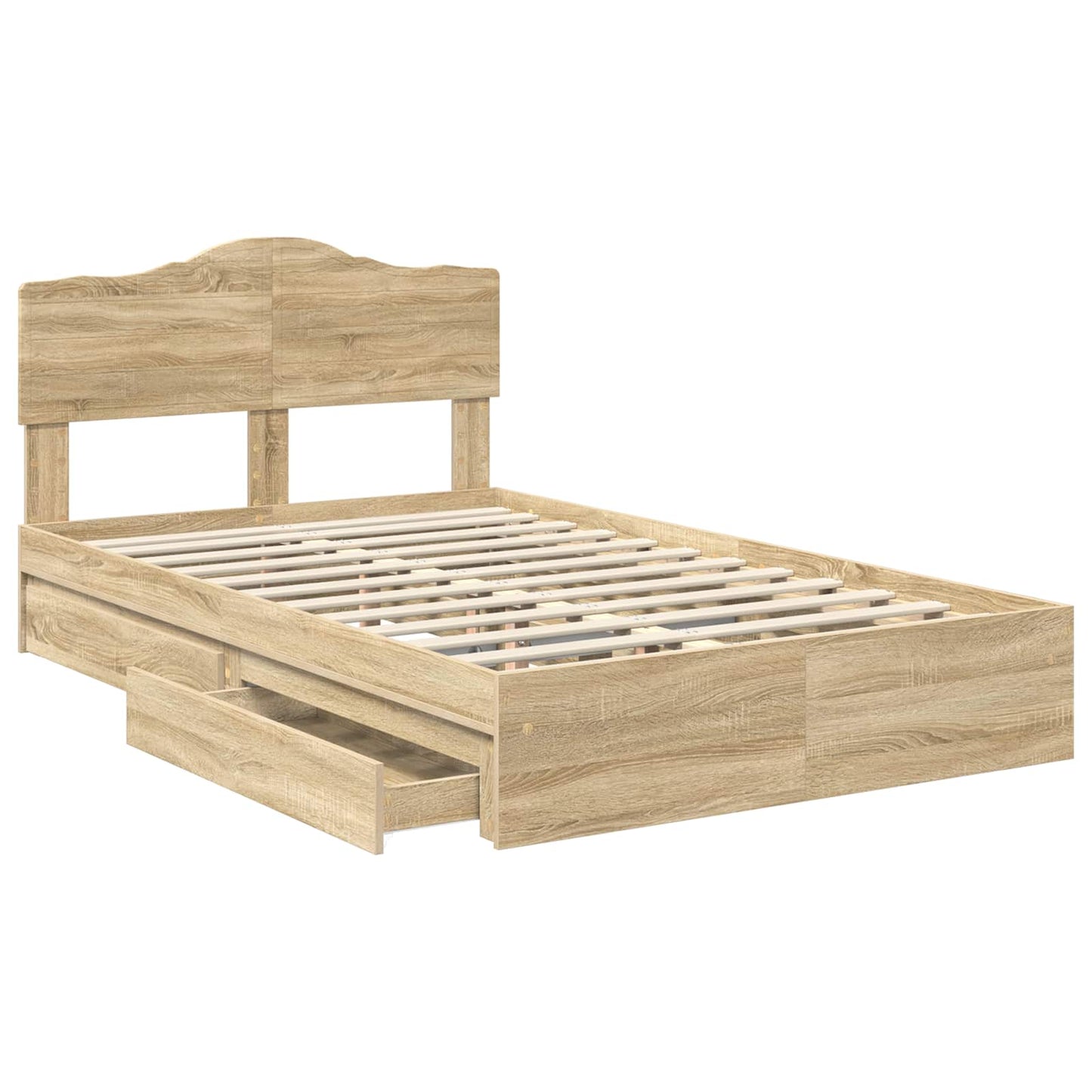Seng med Oppbevaring Sonoma eik 135 x 190 cm Konstruert tre
