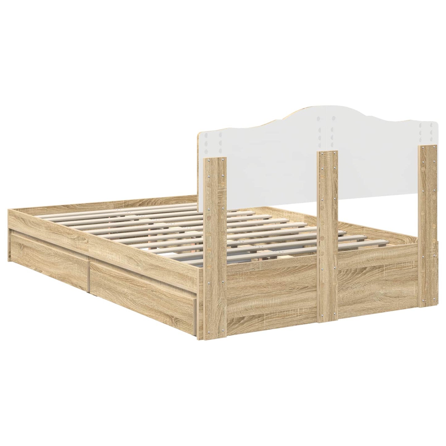 Seng med Oppbevaring Sonoma eik 135 x 190 cm Konstruert tre
