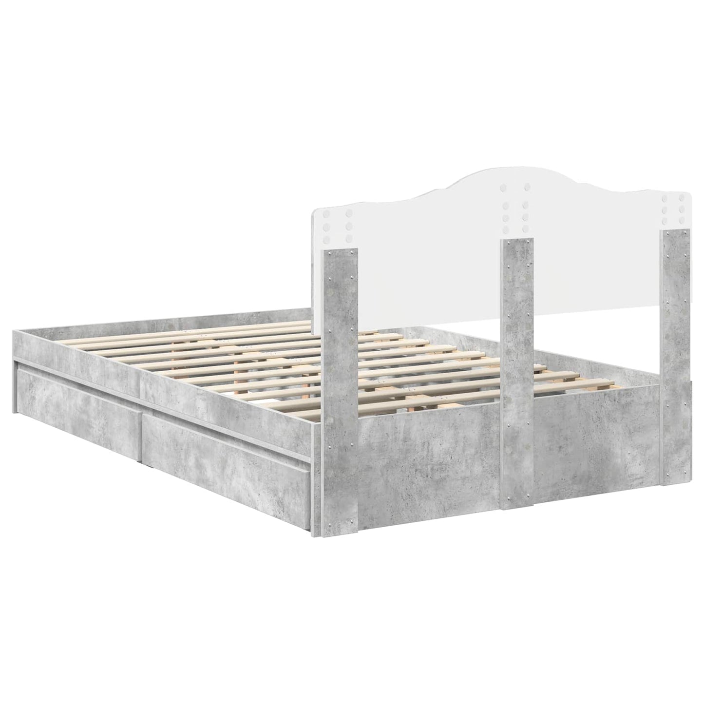 Seng med Oppbevaring Betonggrå 135 x 190 cm Konstruert tre