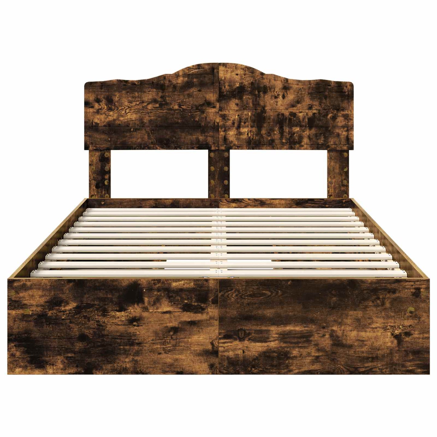 Seng med Oppbevaring Røkt eik 135 x 190 cm Konstruert tre