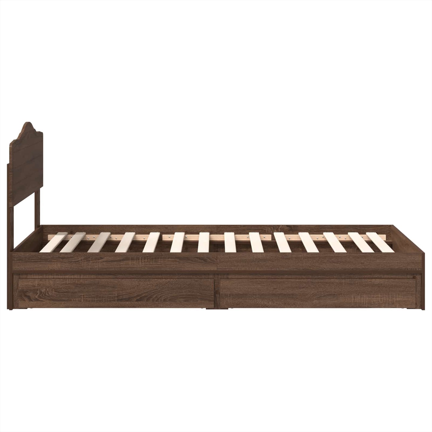 Seng med Oppbevaring Brun Eik 70 x 190 cm Konstruert tre
