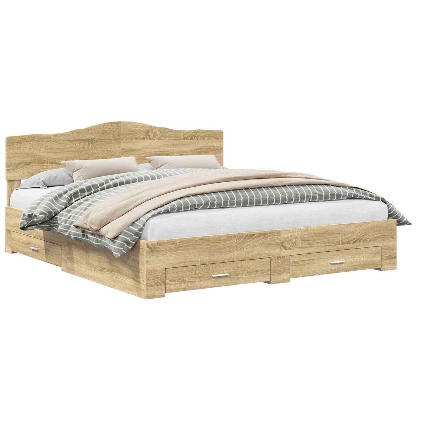 Sengestamme med skuff Sonoma eik 200 x 200 cm Konstruert tre
