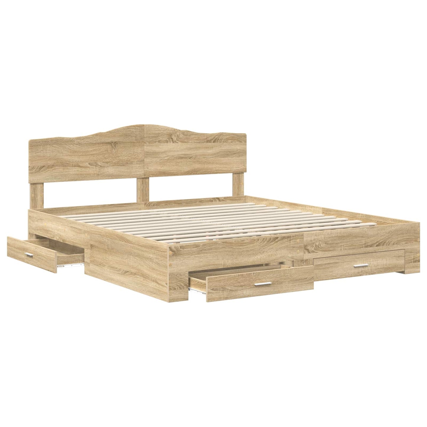 Sengestamme med skuff Sonoma eik 200 x 200 cm Konstruert tre