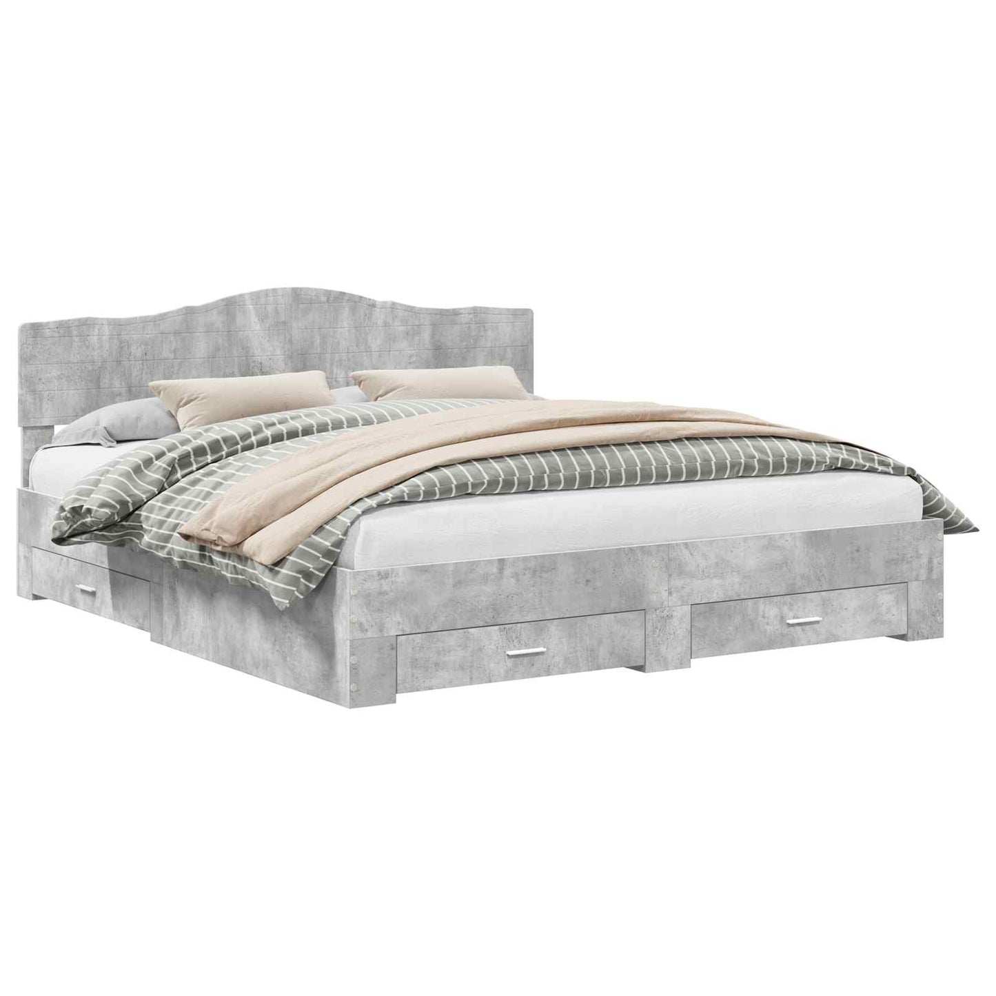 Sengestamme med skuff Betonggrå 200 x 200 cm Konstruert tre