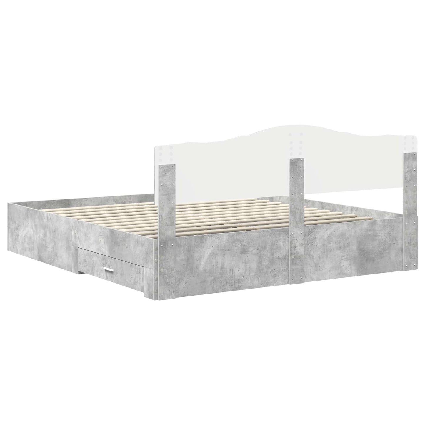 Sengestamme med skuff Betonggrå 200 x 200 cm Konstruert tre