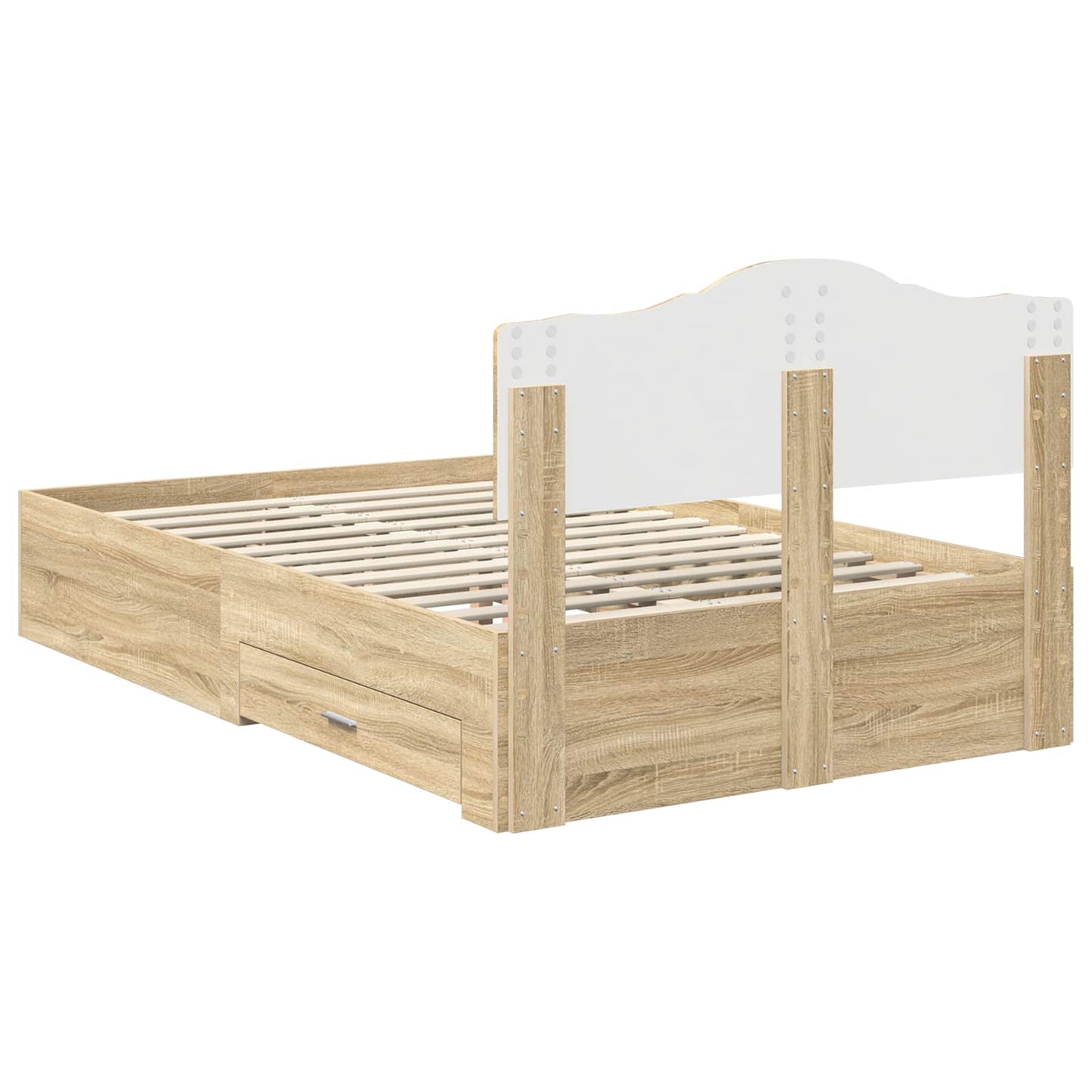 Sengestamme med skuff Sonoma eik 135 x 190 cm Konstruert tre