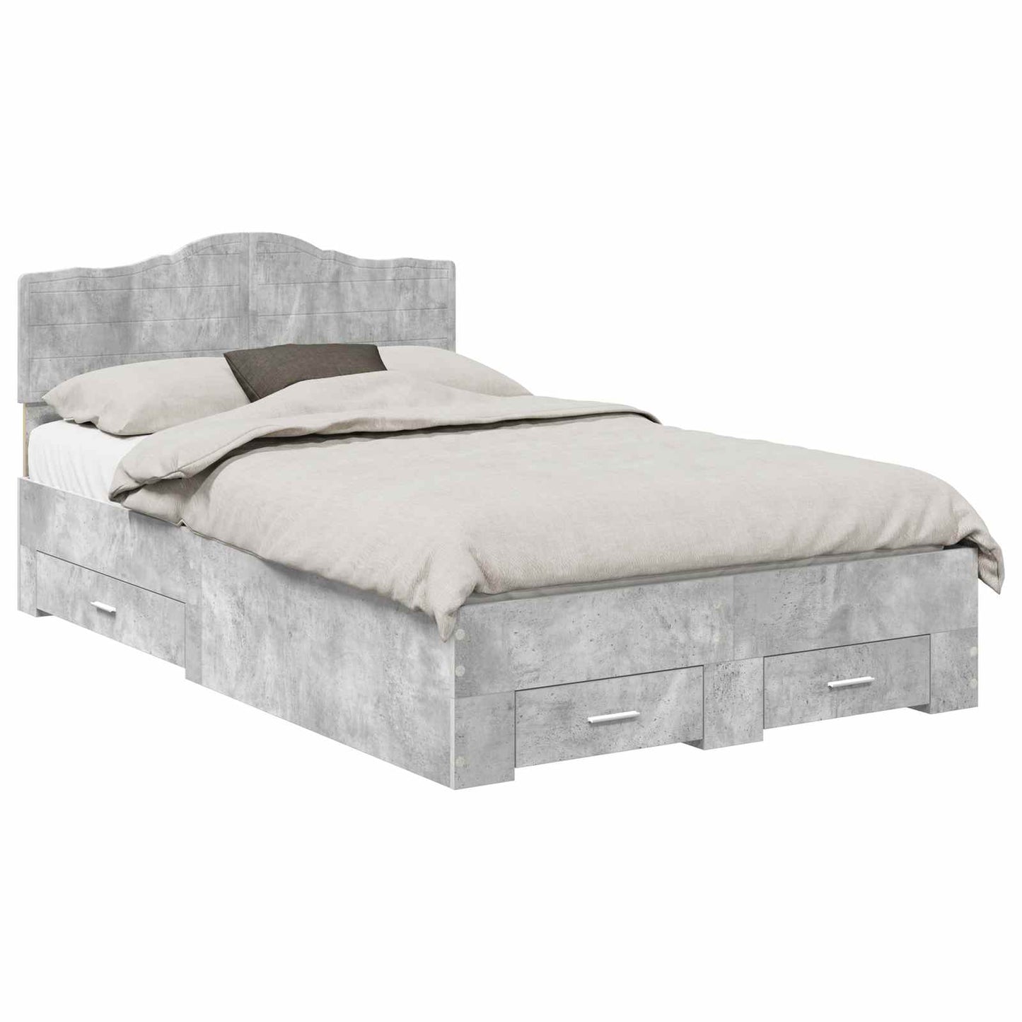 Sengestamme med skuff Betonggrå 135 x 190 cm Konstruert tre