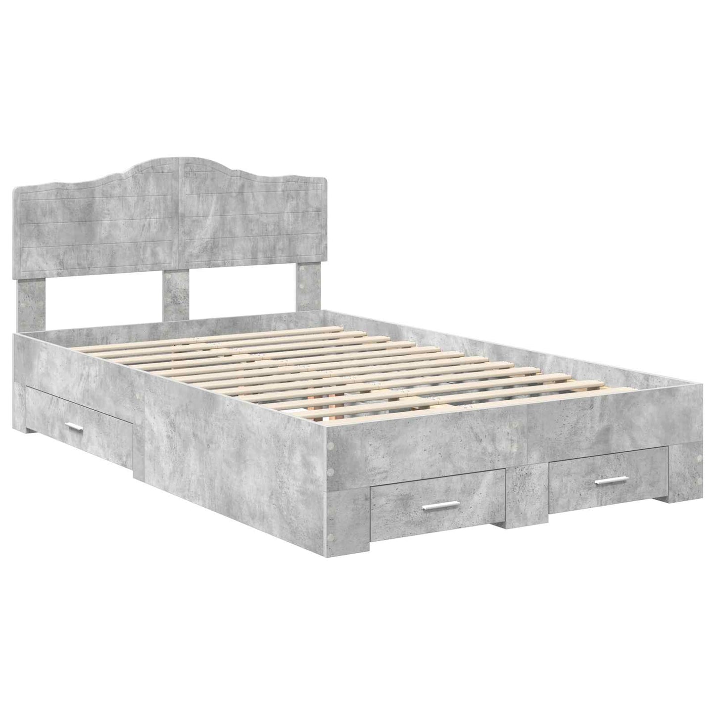 Sengestamme med skuff Betonggrå 135 x 190 cm Konstruert tre