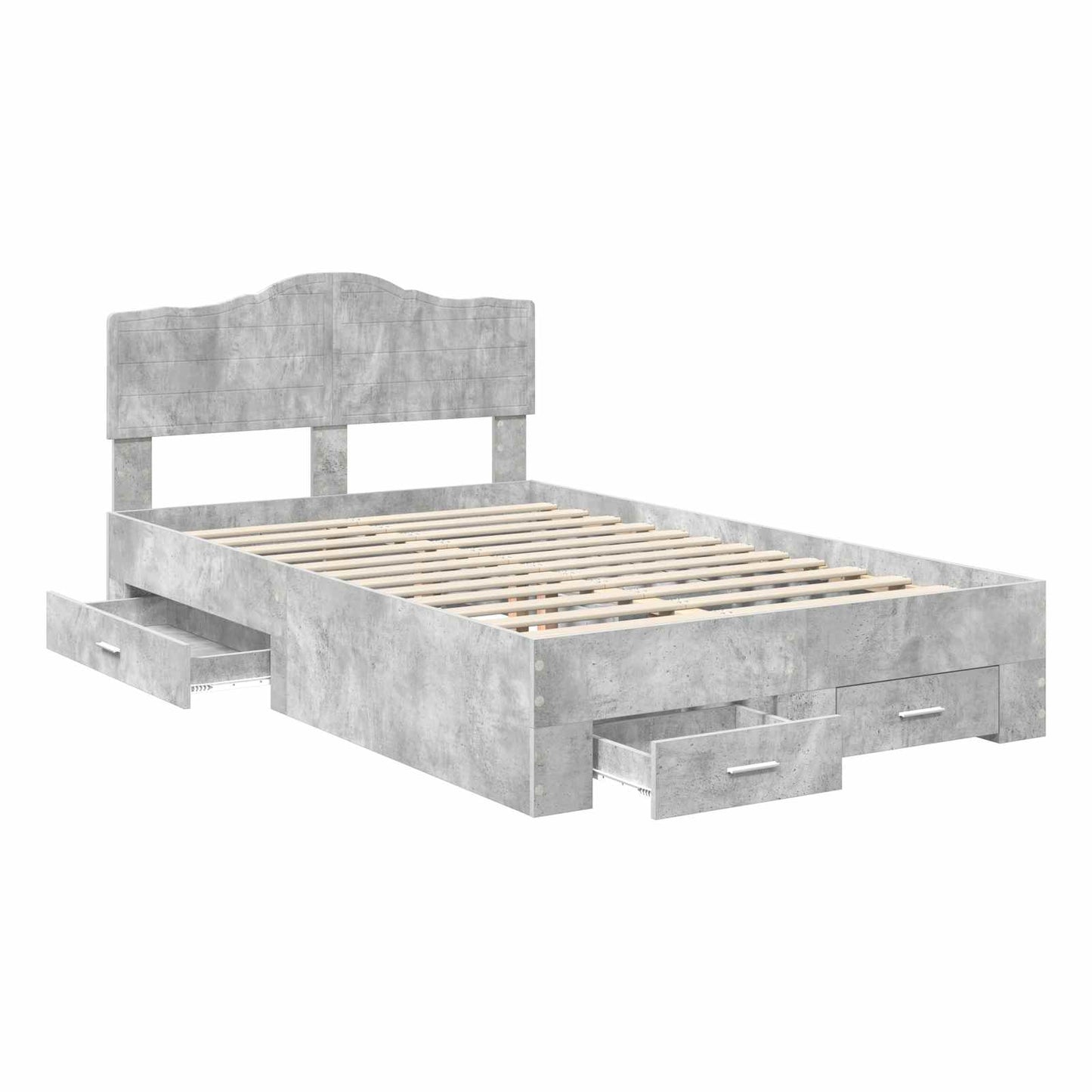 Sengestamme med skuff Betonggrå 135 x 190 cm Konstruert tre