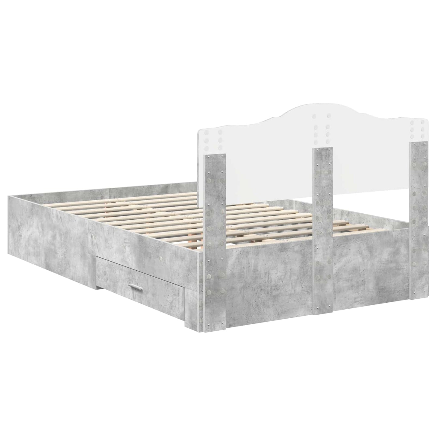 Sengestamme med skuff Betonggrå 135 x 190 cm Konstruert tre