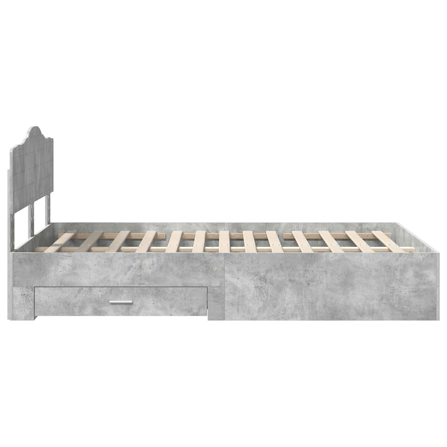 Sengestamme med skuff Betonggrå 135 x 190 cm Konstruert tre