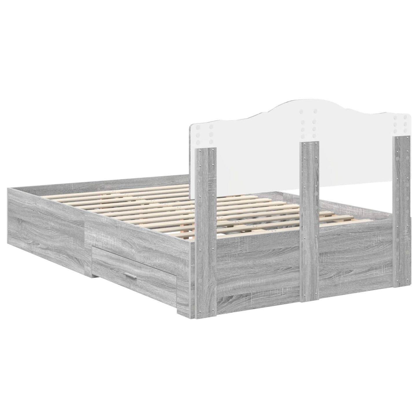 Sengestamme med skuff Grå Sonoma 120 x 190 cm Konstruert tre