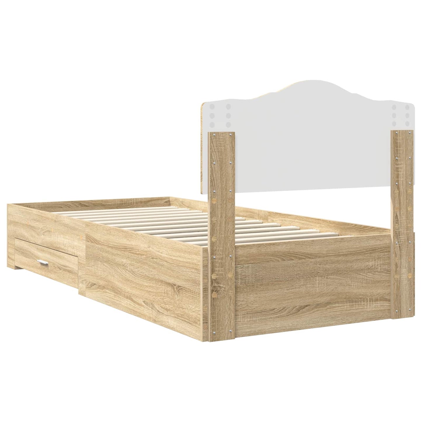 Sengestamme med skuff Sonoma eik 90 x 200 cm Konstruert tre