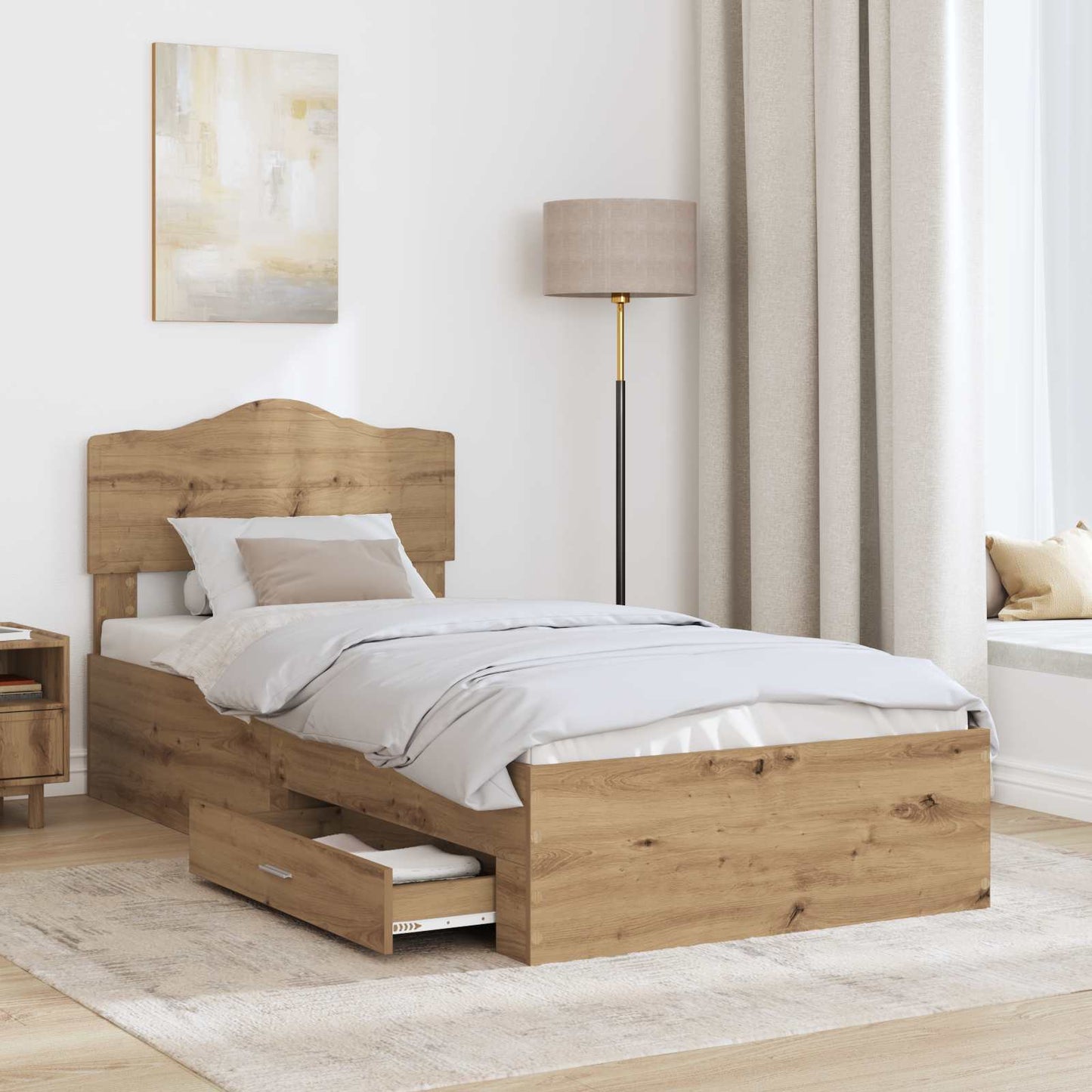 Sengestamme med skuff Artisan Eik 90 x 190 cm Konstruert tre