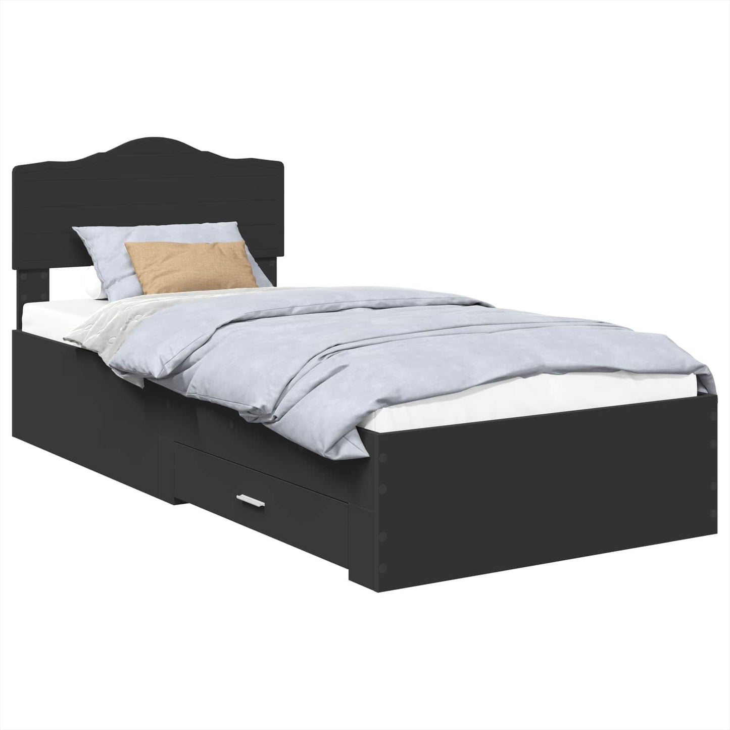 Sengestamme med hodegjerde Svart 70 x 190 cm Konstruert tre