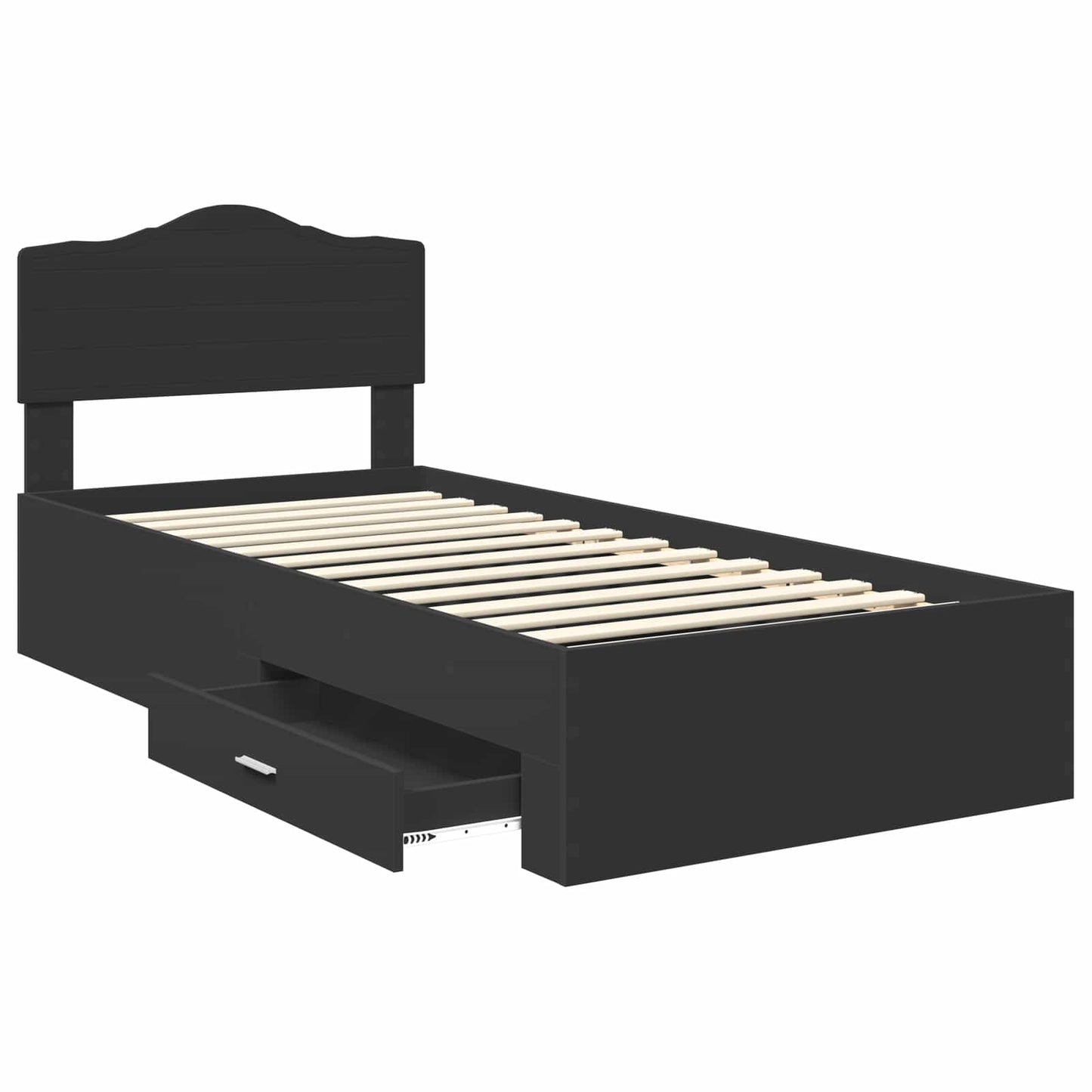 Sengestamme med hodegjerde Svart 70 x 190 cm Konstruert tre