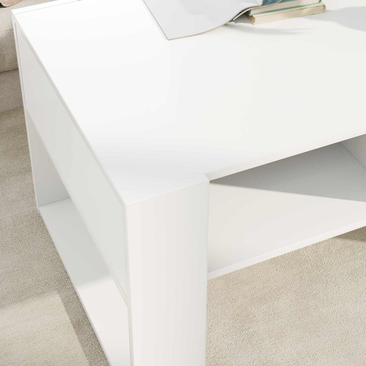 Kaffebord med lagring Hvit 92 x 53 x 45 cm Konstruert tre