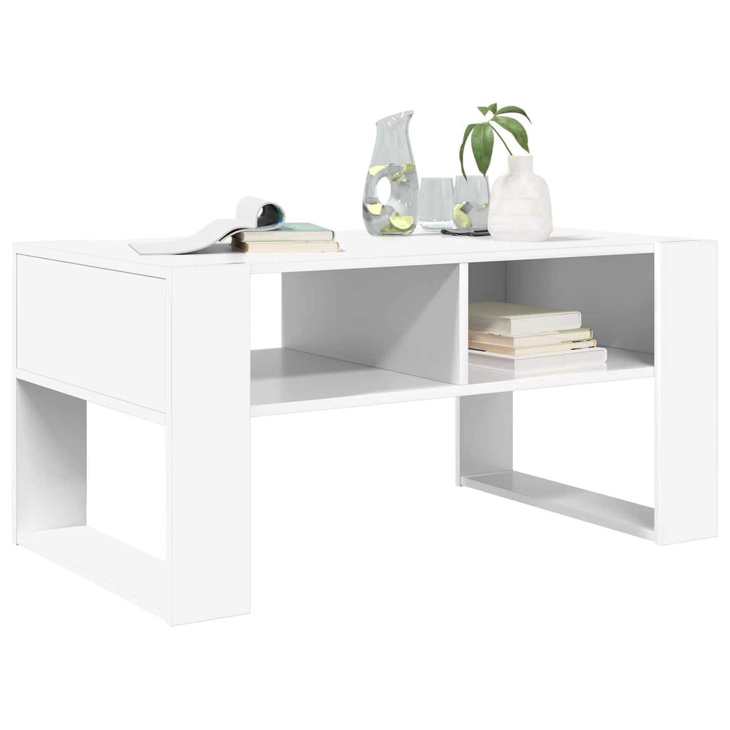 Kaffebord med lagring Hvit 92 x 53 x 45 cm Konstruert tre