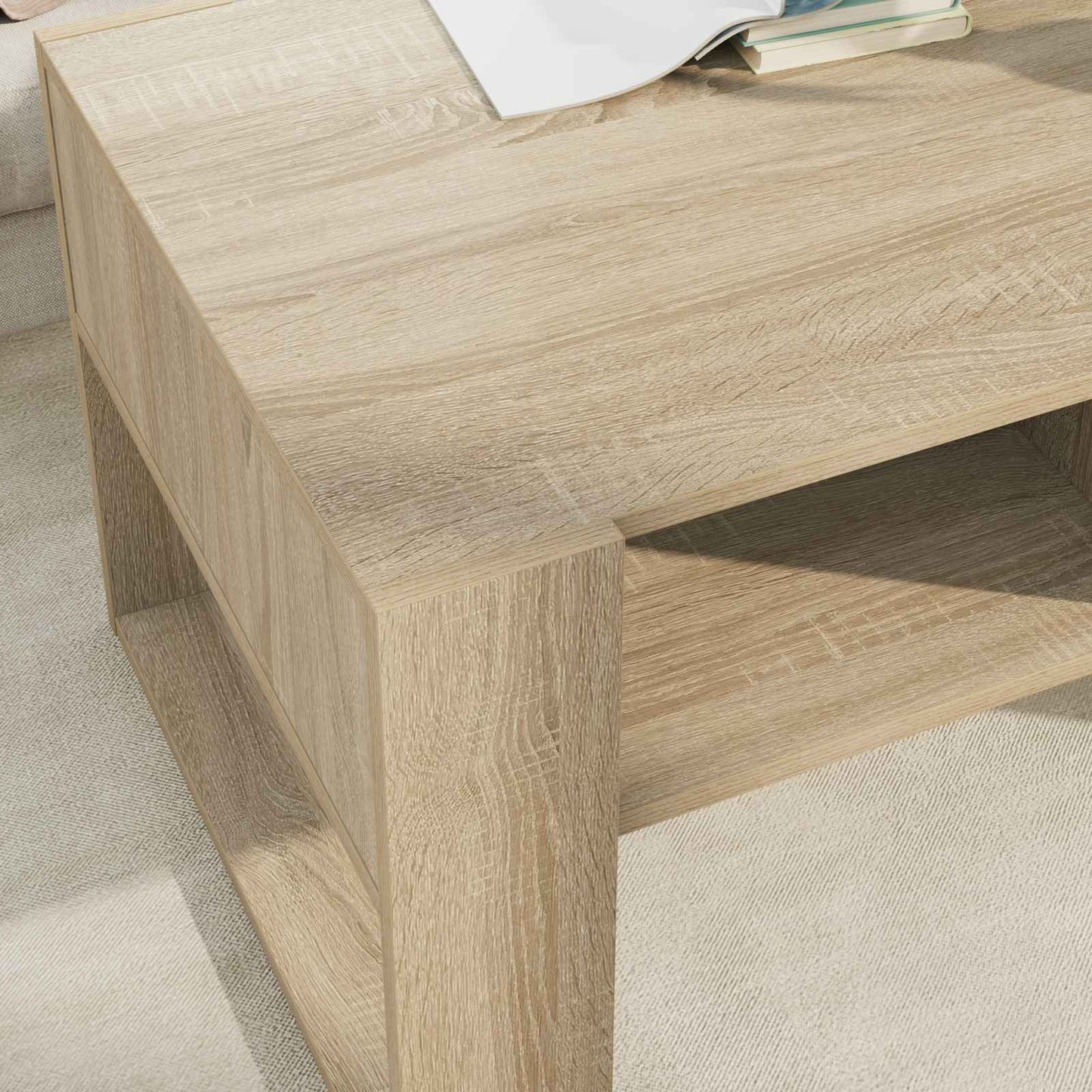 Kaffebord med lagring Sonoma eik 92 x 53 x 45 cm Konstruert tre