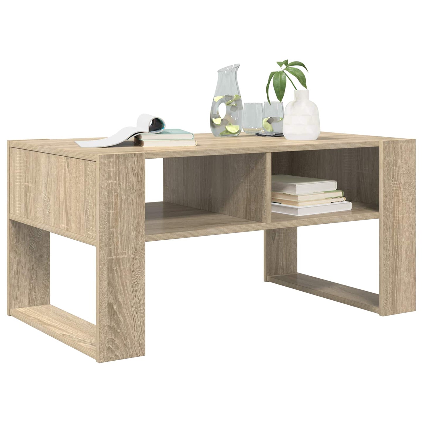 Kaffebord med lagring Sonoma eik 92 x 53 x 45 cm Konstruert tre
