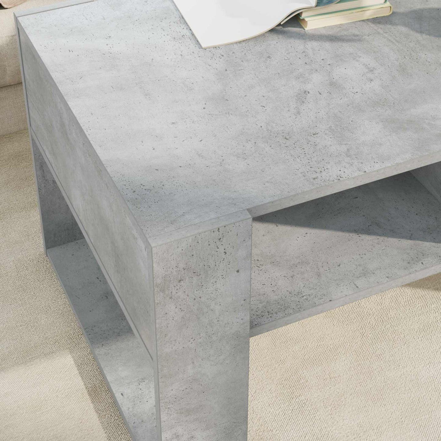Kaffebord med lagring Betonggrå 92 x 53 x 45 cm Konstruert tre