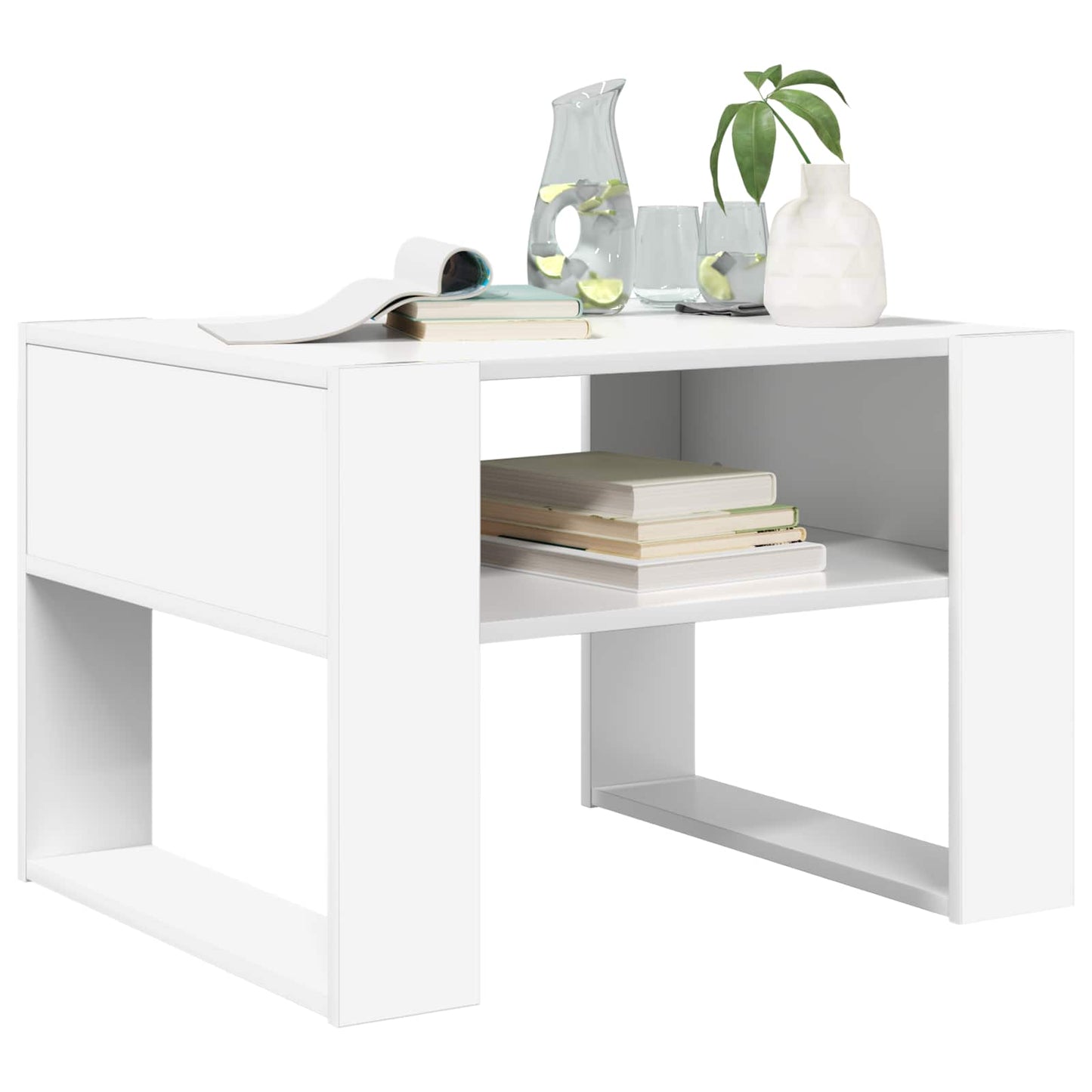 Kaffebord med lagring Hvit 66 x 53 x 45 cm Konstruert tre